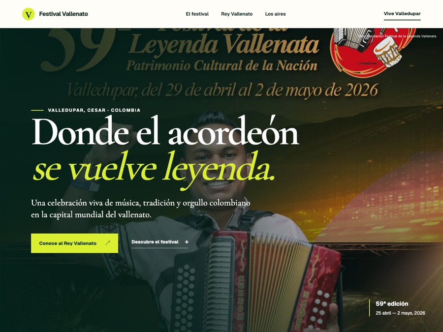 Página web de Festival Vallenato