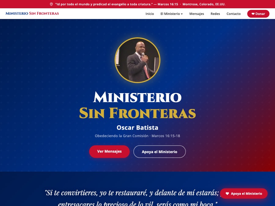 Página web de Ministerio Sin Fronteras